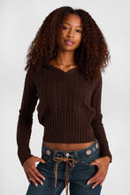 Cable Knit Hooded V-Neck Sweater thumbnail 9