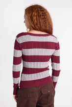 AERO Heritage V-Neck Slim Striped Cable Knit Sweater thumbnail 4