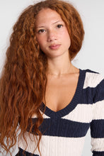 AERO Heritage V-Neck Slim Striped Cable Knit Sweater thumbnail 7