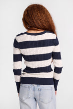 AERO Heritage V-Neck Slim Striped Cable Knit Sweater thumbnail 8