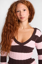 AERO Heritage V-Neck Slim Striped Cable Knit Sweater thumbnail 10