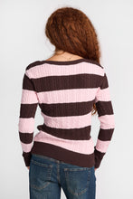AERO Heritage V-Neck Slim Striped Cable Knit Sweater thumbnail 11
