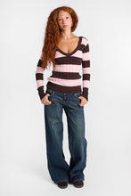AERO Heritage V-Neck Slim Striped Cable Knit Sweater thumbnail 12
