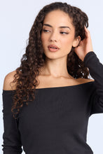 AERO Ribbed Knit Long Sleeve Off-Shoulder Top thumbnail 2