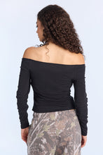 AERO Ribbed Knit Long Sleeve Off-Shoulder Top thumbnail 3
