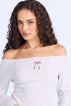 AERO Ribbed Knit Long Sleeve Off-Shoulder Top thumbnail 6
