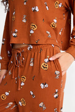Peanuts Snoopy Pumpkins Super Soft Pajama Long Sleeve Top & Wide Leg Pants 2-Piece Set thumbnail 2