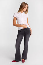 AERO Washed Black Low Rise Flare Jeans thumbnail 4