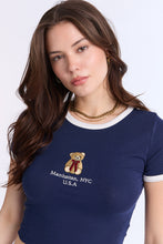 AERO Ribbed Knit Graphic Ringer Baby Tee thumbnail 6