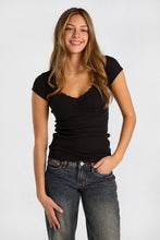AERO Lace Trim Short Sleeve Sweetheart Neck Top thumbnail 2