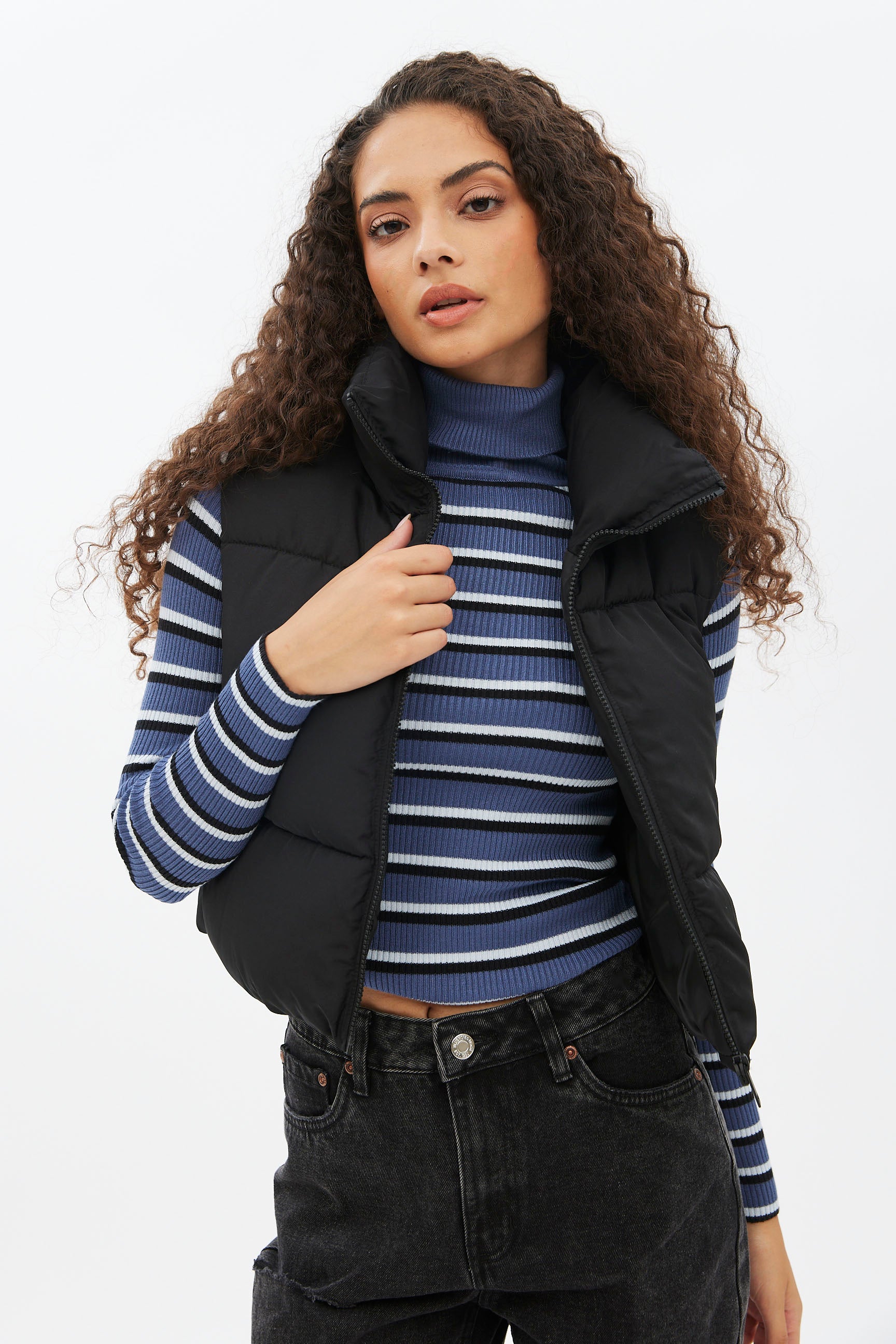 Zip Up Crop Vest Puffer Coat