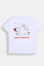 T-shirt coupe garçonne imprimé Peanuts Snoopy joyeuses fêtes thumbnail 1