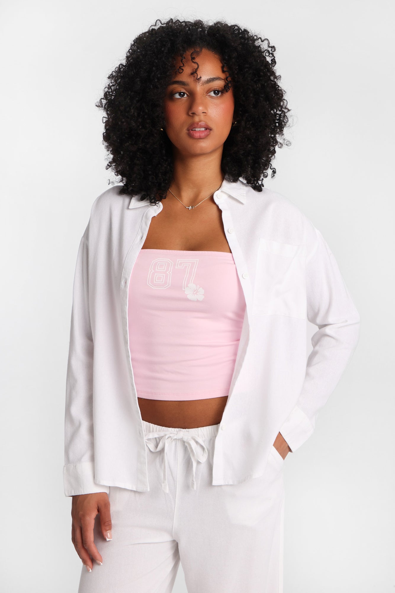 Linen-Blend Oversized Button-Up Shirt – Bluenotes