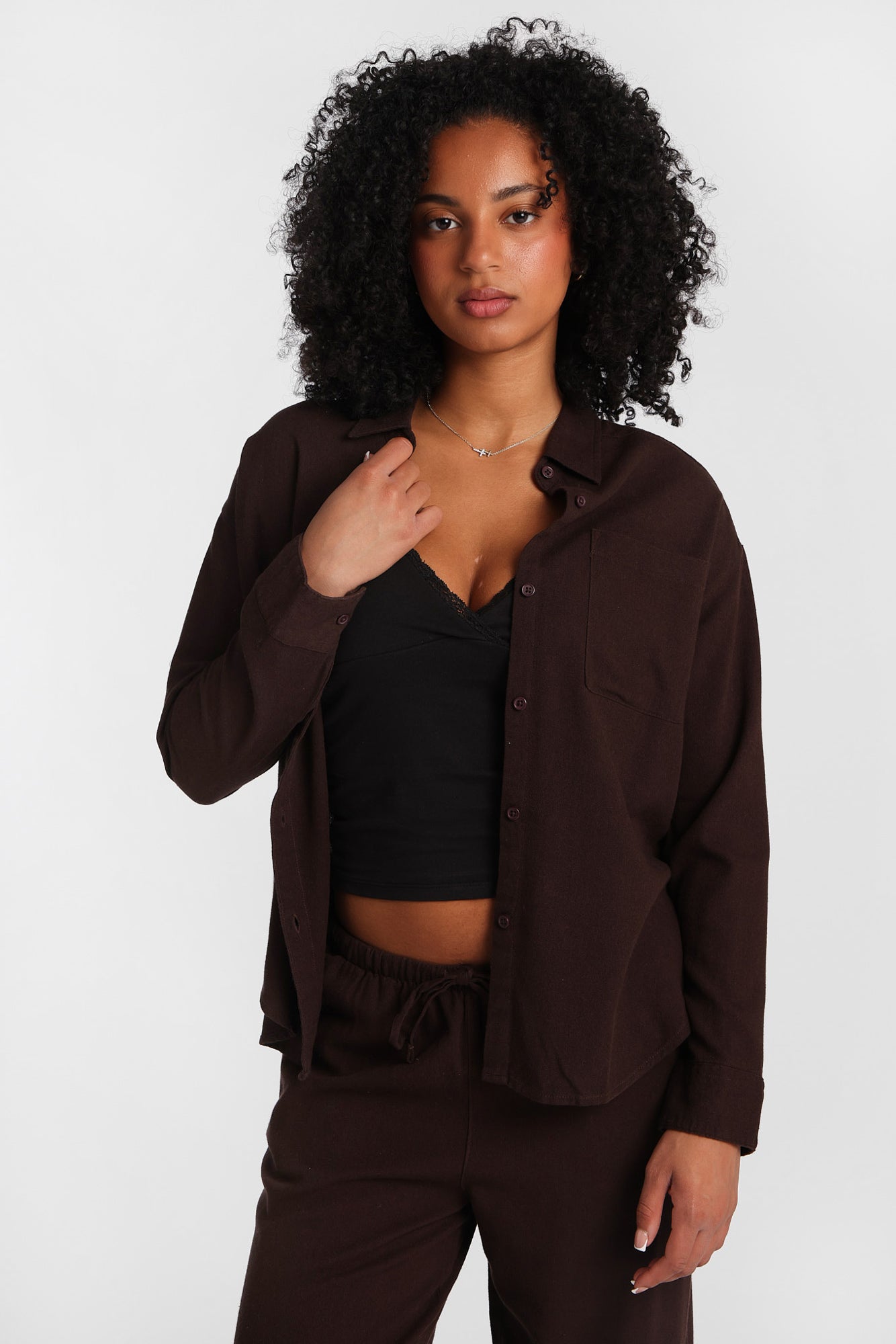 Linen-Blend Oversized Button-Up Shirt