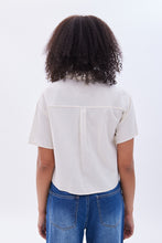 Linen-Blend Cropped Short Sleeve Shirt thumbnail 8