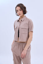 Linen-Blend Cropped Short Sleeve Shirt thumbnail 9