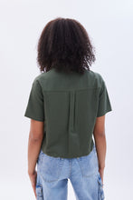 Linen-Blend Cropped Short Sleeve Shirt thumbnail 16