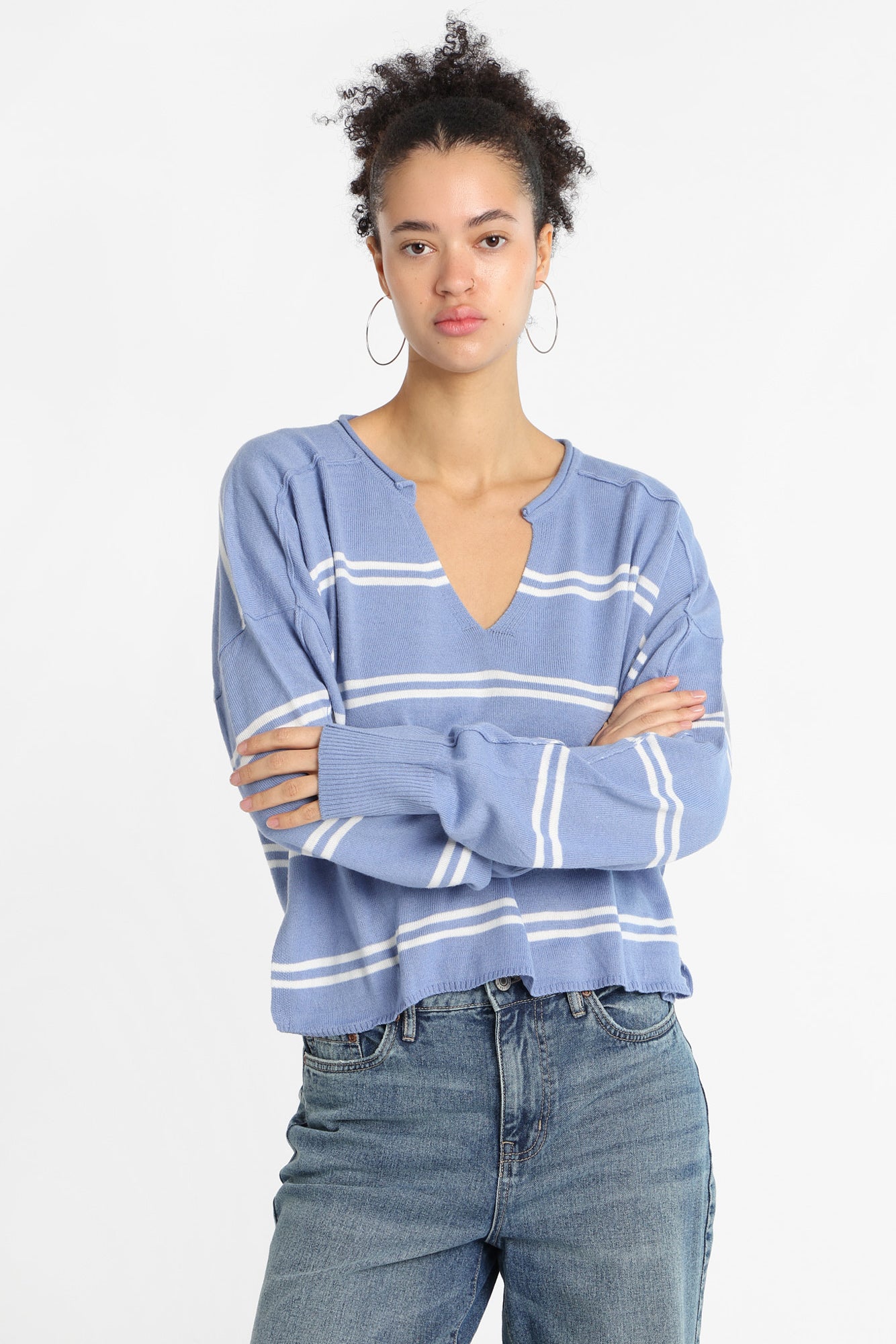 Graphic Notch Neck Sweater