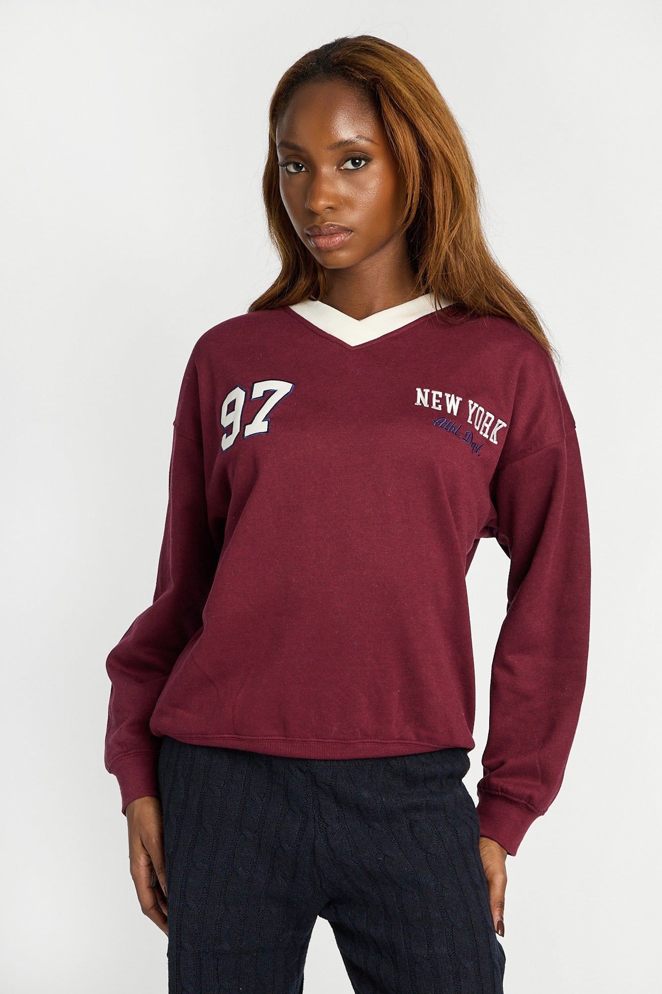 Graphic Relaxed V-Neck Sweatshirt