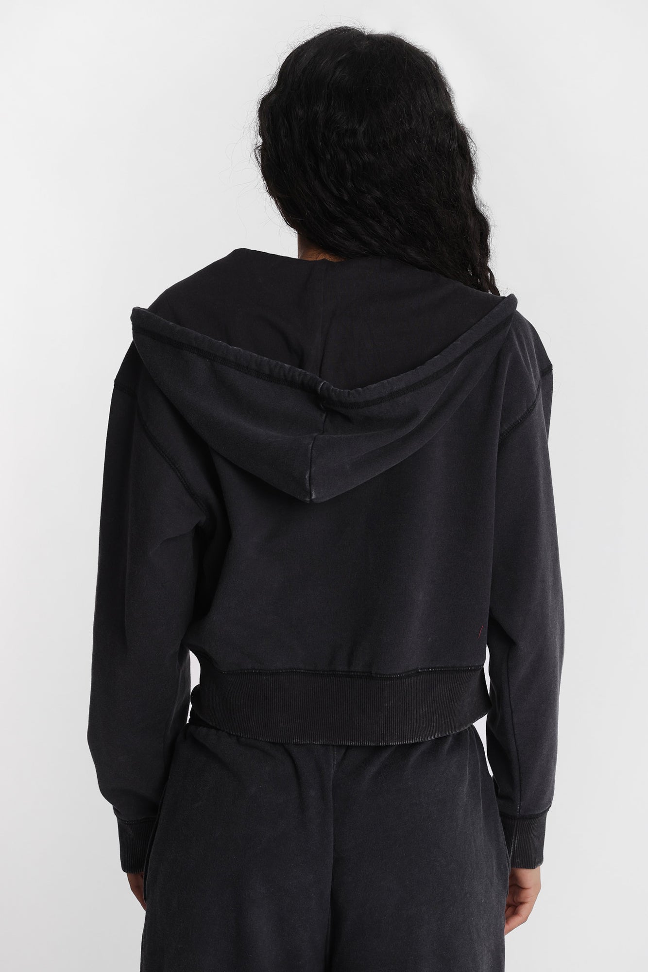 Washed Midi Zip-Up Hoodie