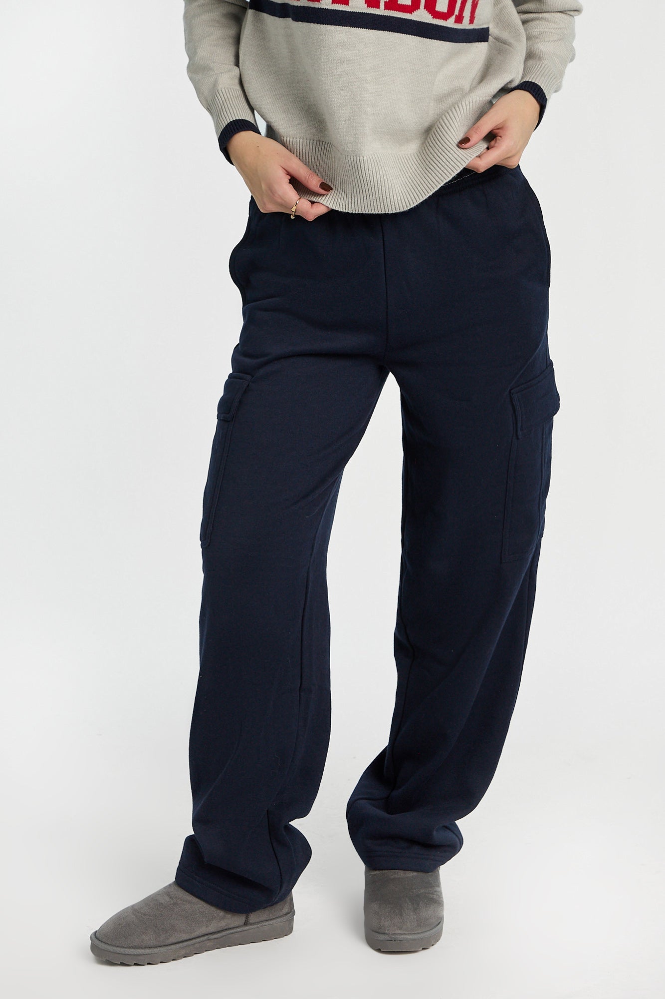Wide Leg Cargo Sweatpants