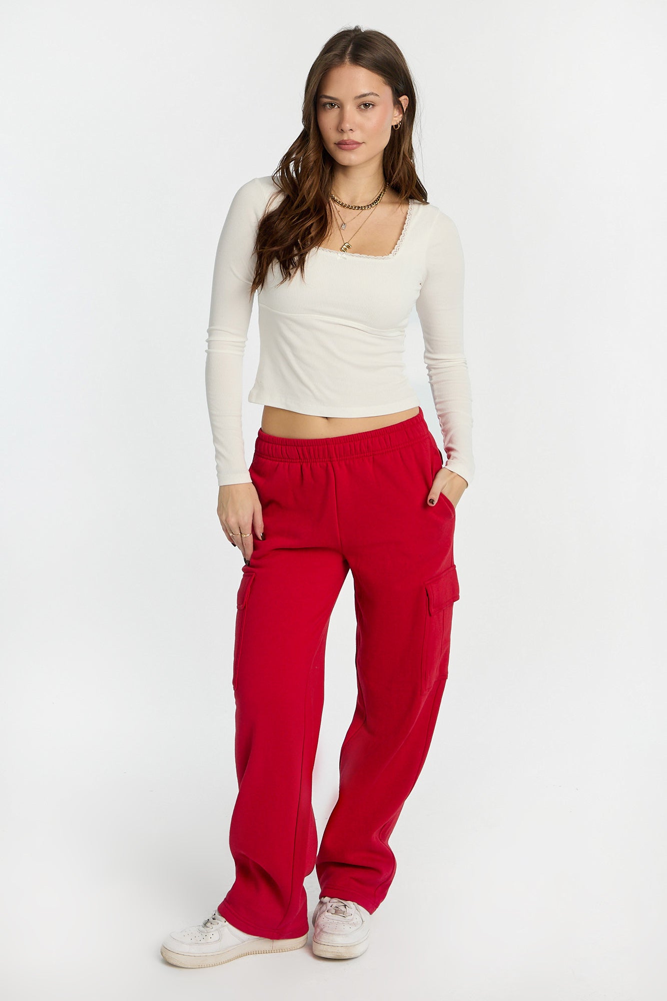 Wide Leg Cargo Sweatpants
