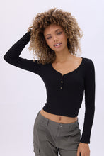 Ribbed Long Sleeve Henley Top thumbnail 2