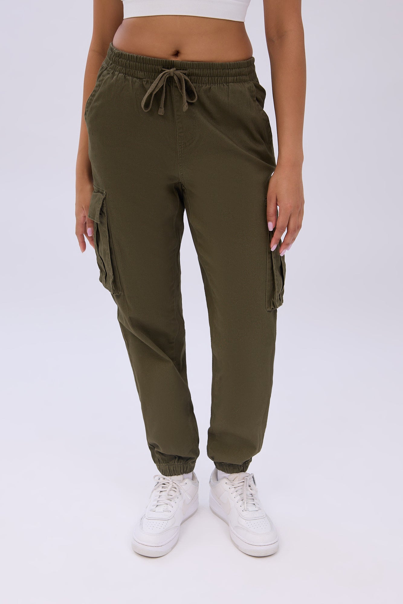 Aeropostale Twill Cargo Jogger Pants Womens High Rise Cargo Twill