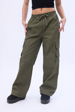 High Rise Wide Leg Cargo Twill Pants thumbnail 1