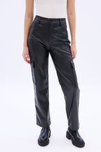 High Rise Faux Leather Cargo Straight Pant thumbnail 1