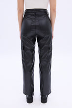 High Rise Faux Leather Cargo Straight Pant thumbnail 2