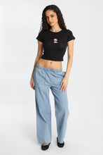 Chambray Drawstring Wide Leg Pants thumbnail 8