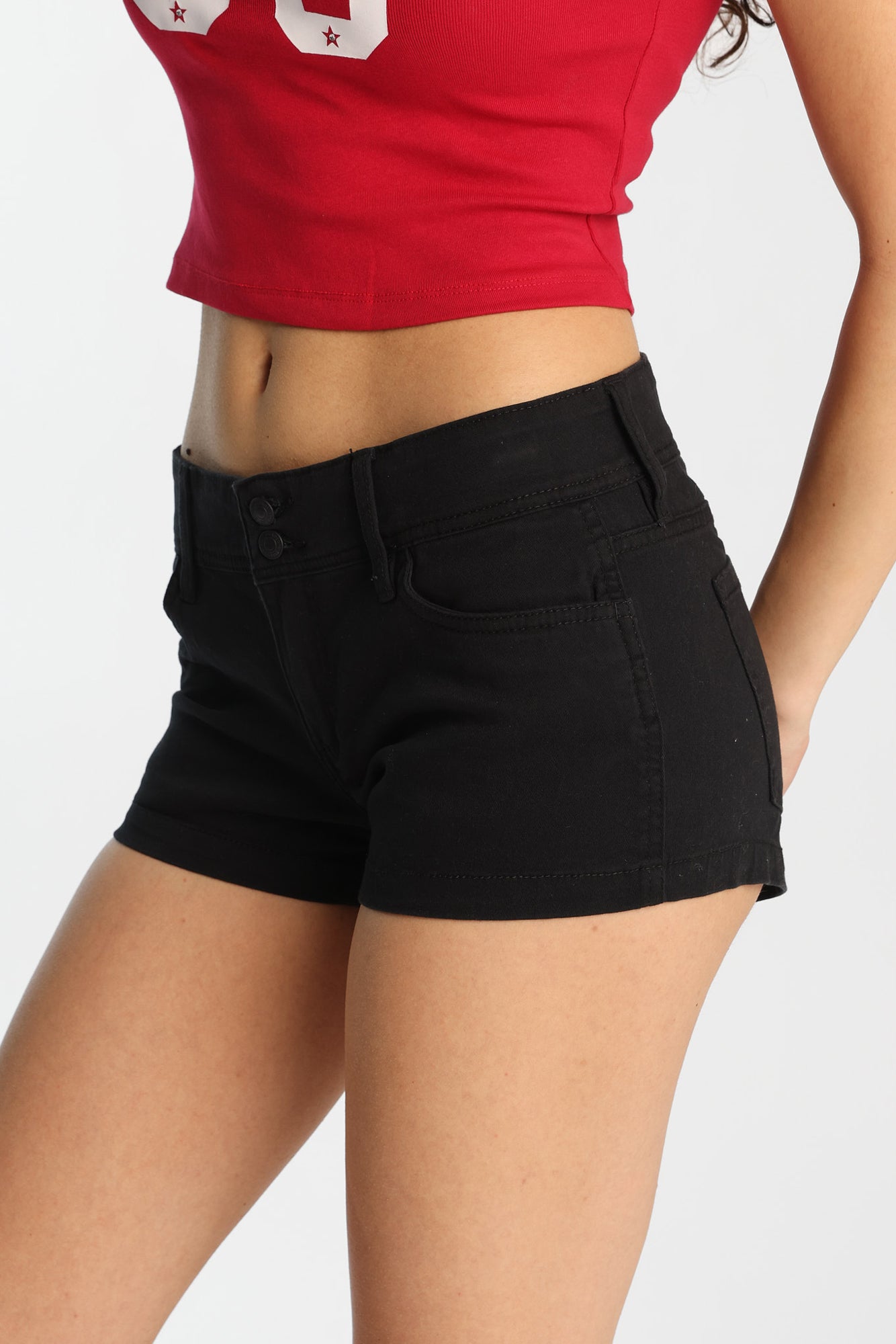 Low Rise Twill Mini Shorts