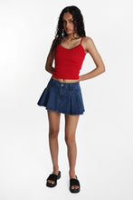 Jupe-short plissé en denim taille basse thumbnail 5