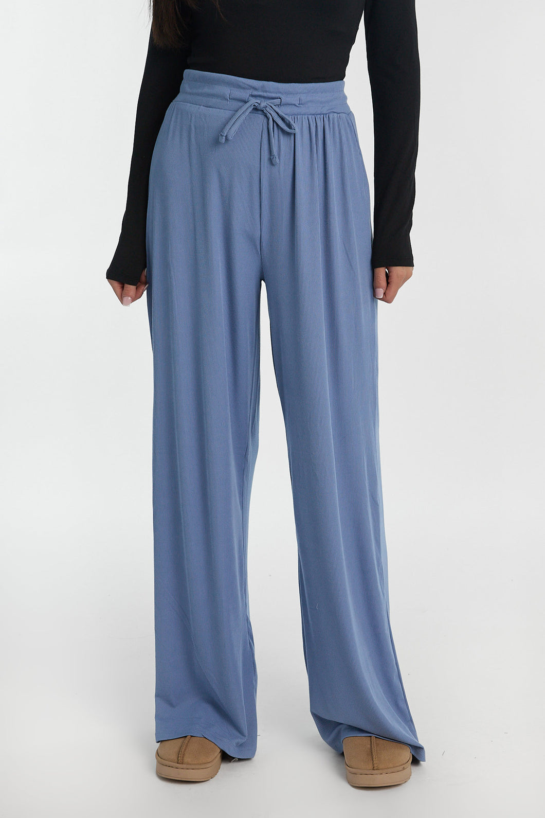 Super Soft Ribbed Knit Wide Leg Pajama Pants – Bluenotes