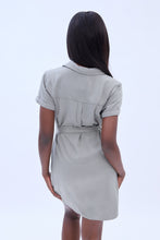 Short Sleeve Button-Up Cargo Pocket Dress With Belt thumbnail 4