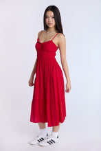 Robe midi à dos croisé et taille smockée thumbnail 4