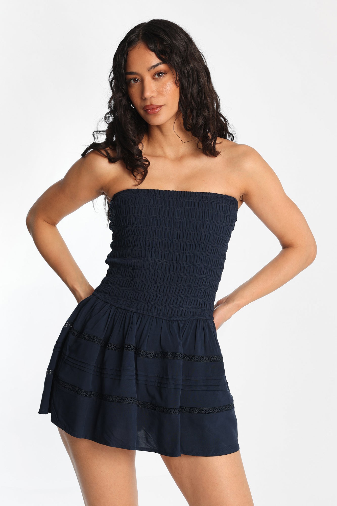 Strapless Smocked Mini Dress