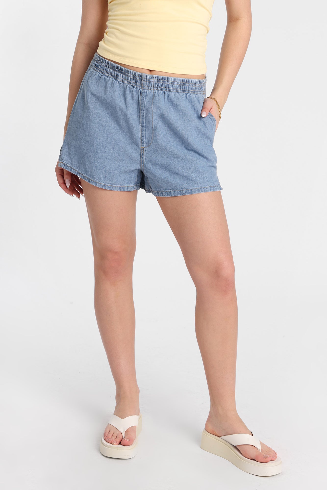 Low Rise Denim Pull-On Shorts