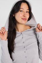 Cardigans à capuche boutonné à l'avant en tricot Pointelle thumbnail 3