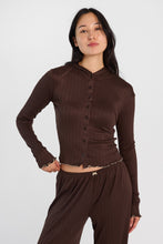 Cardigans à capuche boutonné à l'avant en tricot Pointelle thumbnail 1