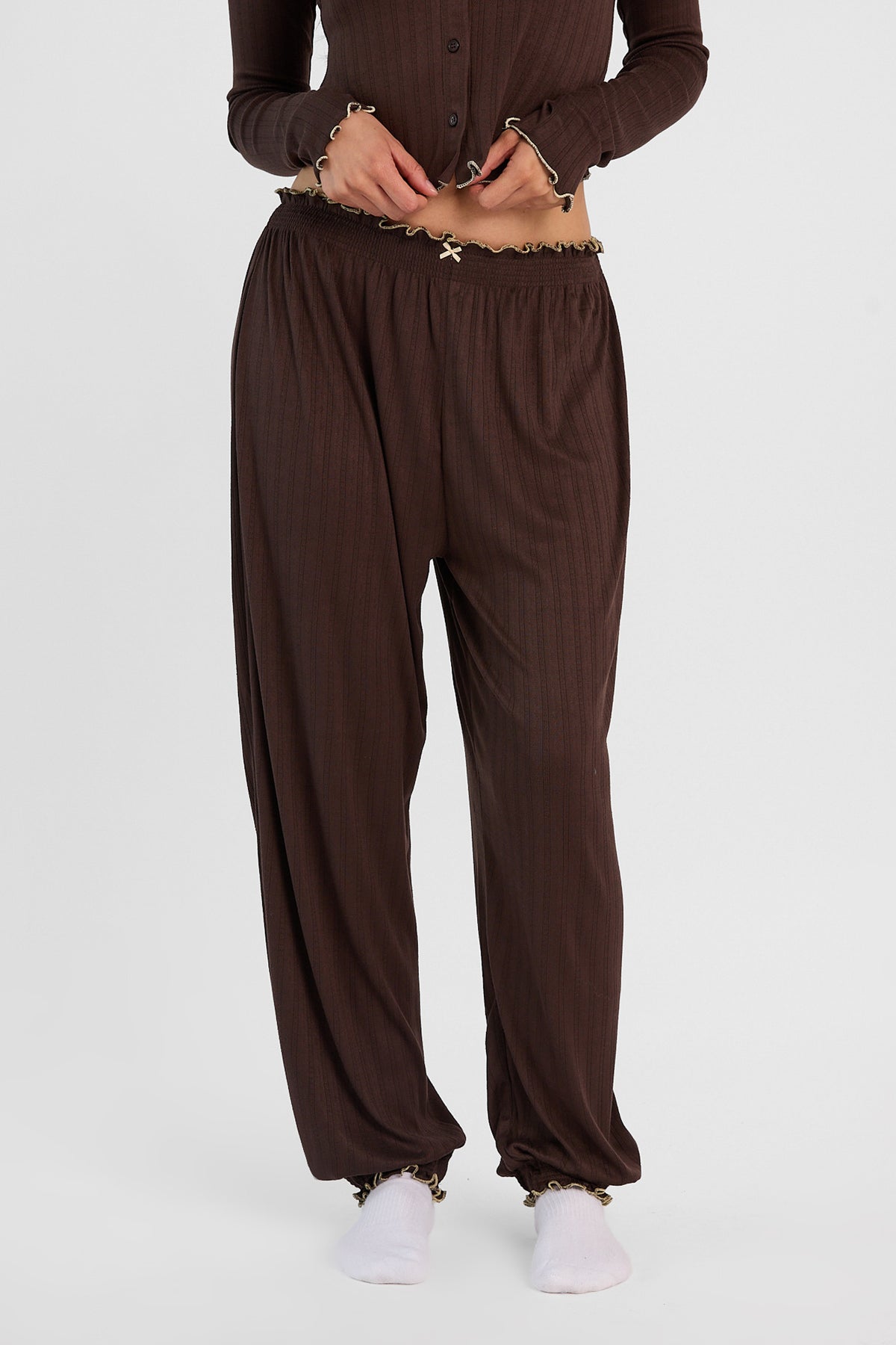 Pointelle Knit Baloon Pajama Pants