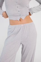 Pantalon pyjama à jambe large en tricot pointelle thumbnail 2