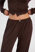Pantalon pyjama à jambe large en tricot pointelle thumbnail 6