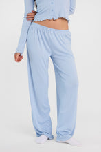 Pantalon pyjama à jambe large en tricot pointelle thumbnail 9