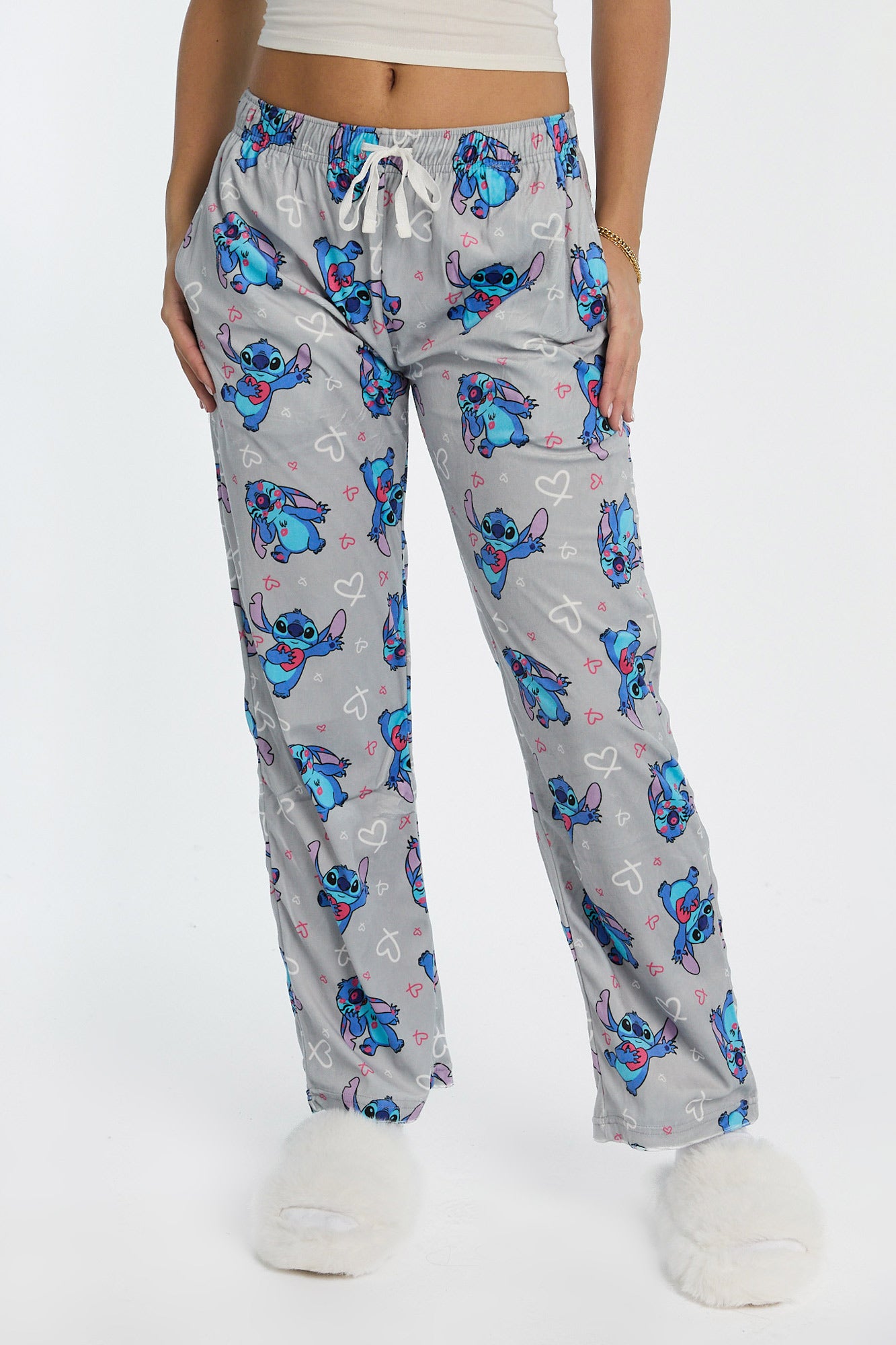 Stitch Heart Velour Pajama Pants