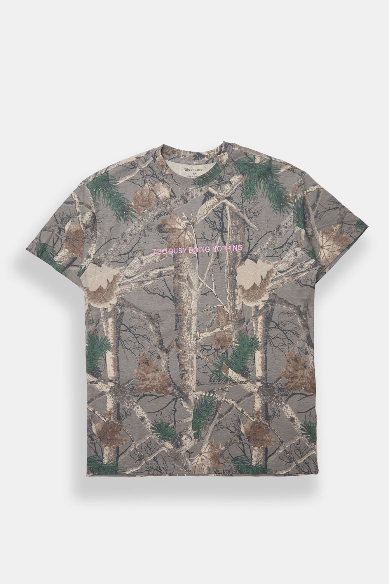 T-shirt coupe garçonne brodé camouflage Too Busy Doing Nothing