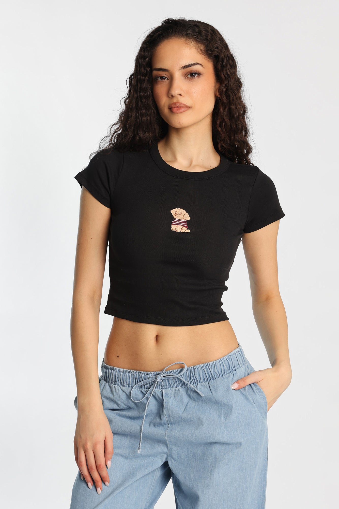 Puppy Embroidered Graphic Baby Tee