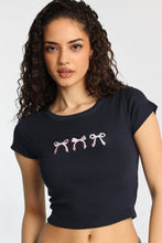 Bows Embroidered Graphic Baby Tee thumbnail 1
