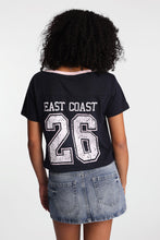 Graphic V-Neck Off-Shoulder Jersey Tee thumbnail 5